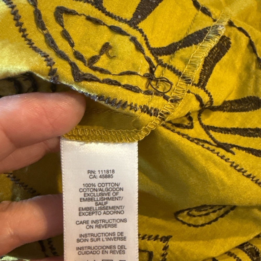 Michael Kors Mustard Yellow Embroidered Boho Tunic‎ Dress M - Picture 12 of 12